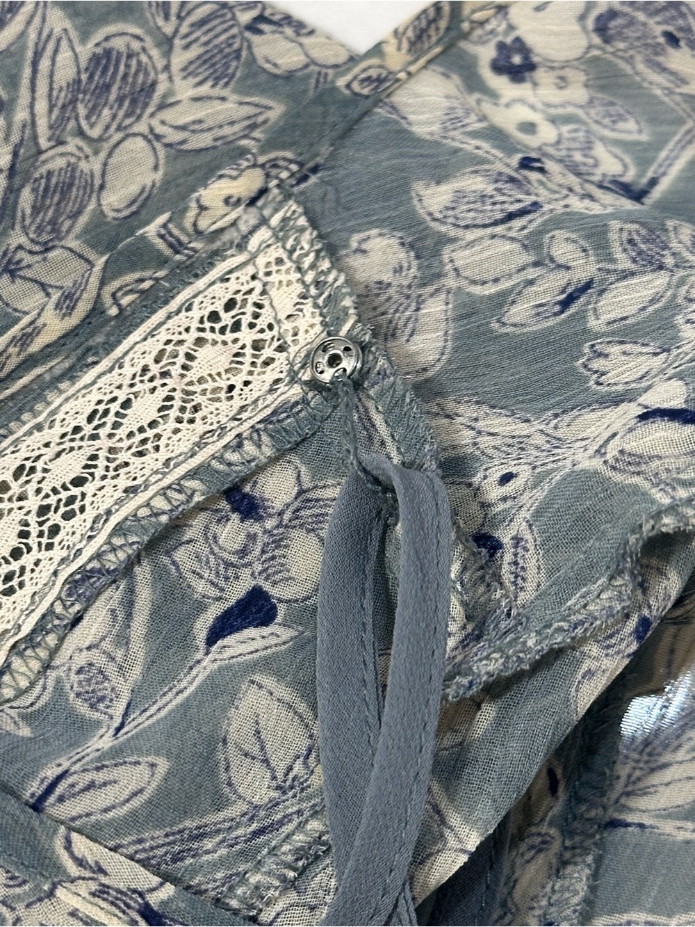 RALPH LAUREN DENIM & SUPPLY Floral Lace Blue Bias Cut Cottagecore Dress Size 8 - Picture 10 of 12